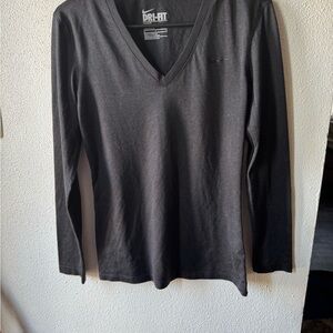 Nike Black Long Sleeve V-Neck Shirt